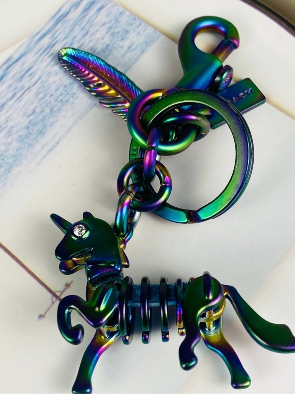 Coach Rainbow Unicorn Keychain Charm